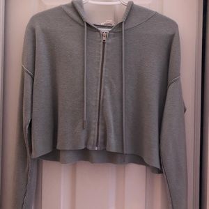 garage grey cropped hoodie/zip up